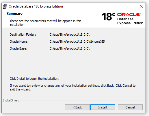 Oracle DB Installation Step 6